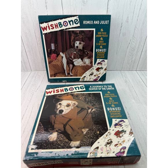 2 Wishbone Puzzles 100 pc Romeo Juliet Journey Center Earth + Toys Figures 1997 - Picture 9 of 16